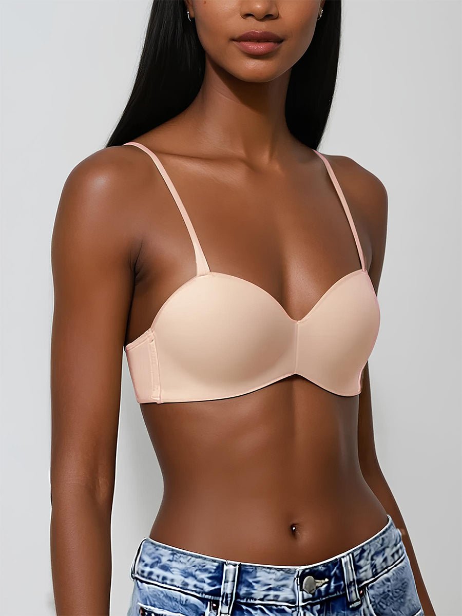 Soutien-gorge demi-bonnet push-up convertible sans bretelles et sans coutures