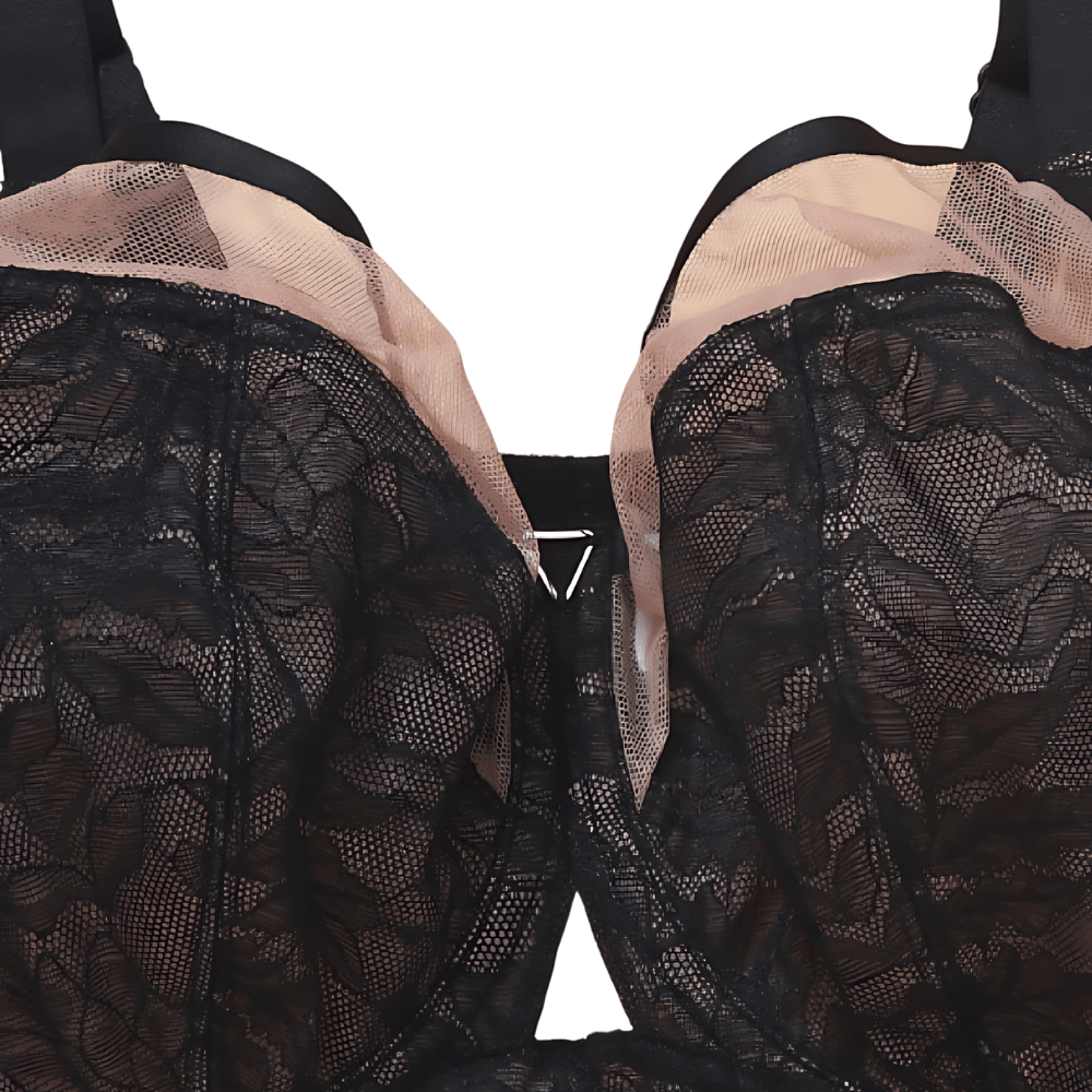 Soutien-gorge à armatures en dentelle ultra-fine à couvrance totale, grandes tailles