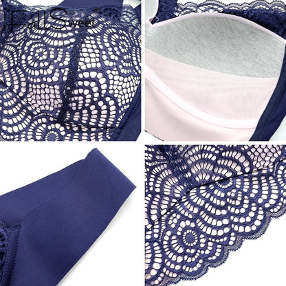 Wire Free Lace Bra Thin Cup Plus Size