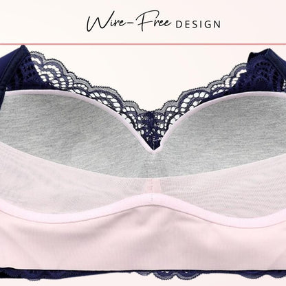 Wire Free Lace Bra Thin Cup Plus Size