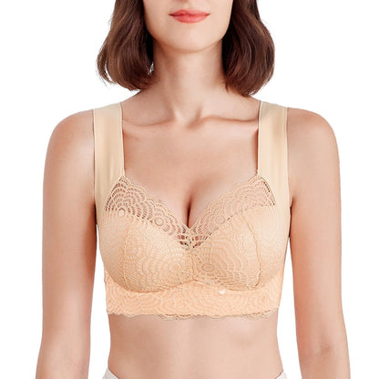 Wire Free Lace Bra Thin Cup Plus Size