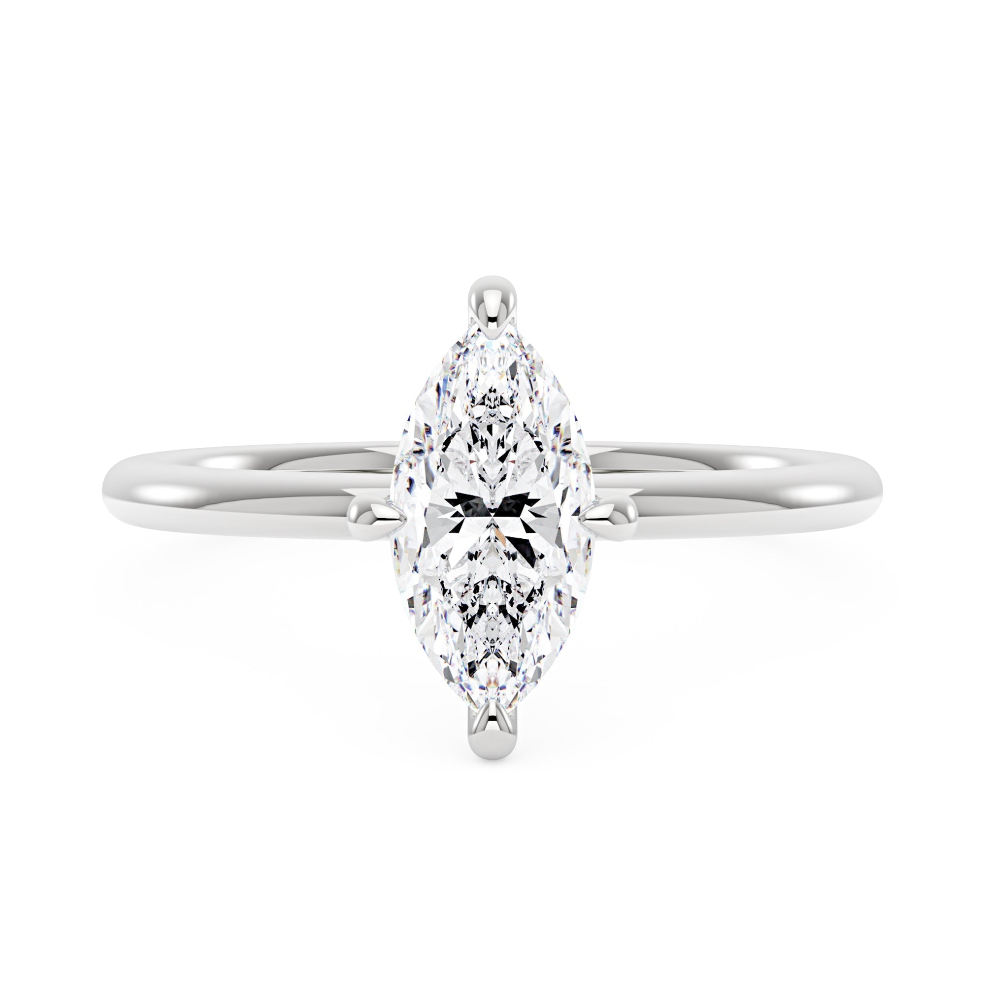 Bague solitaire en moissanite taille marquise avec halo caché