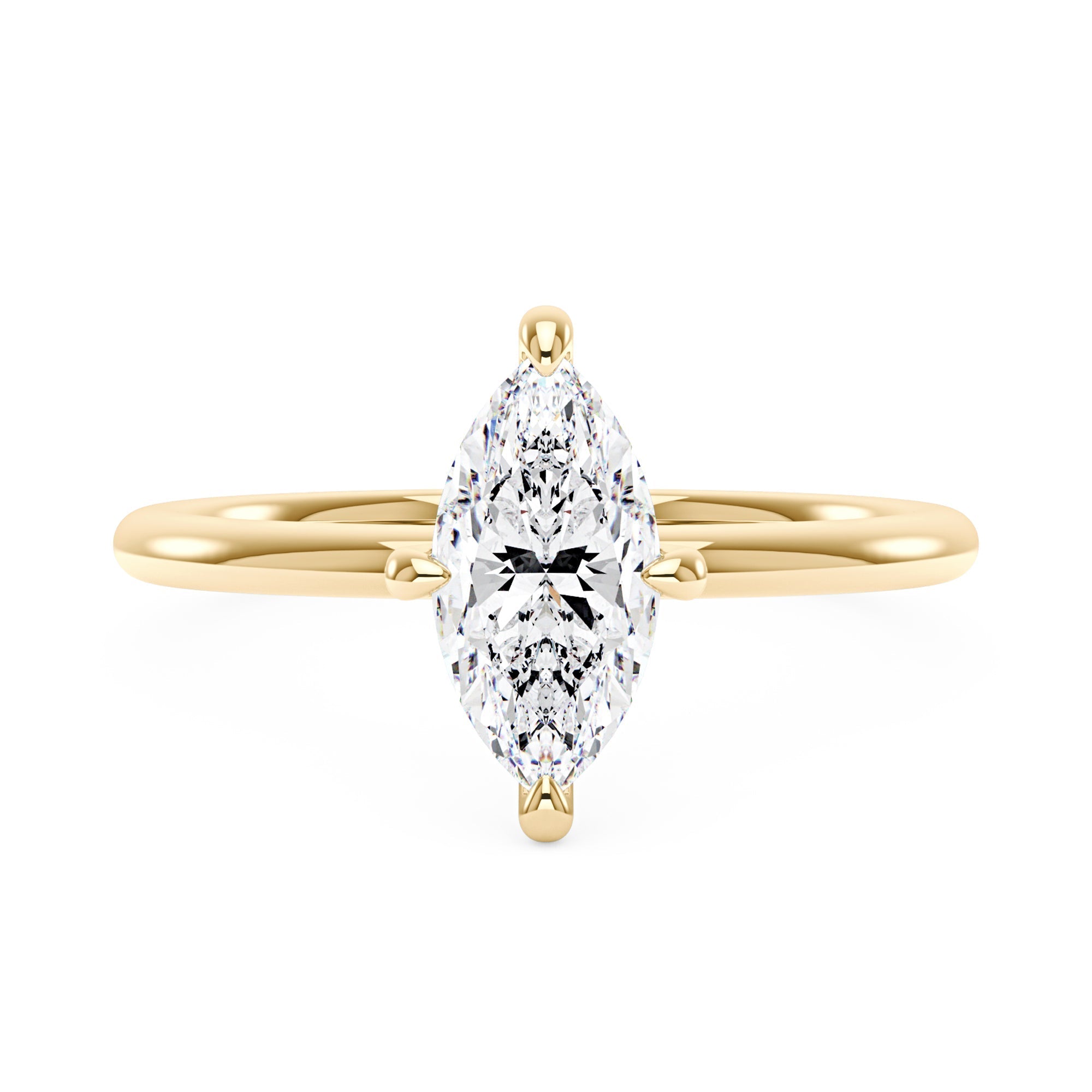Bague solitaire en moissanite taille marquise avec halo caché