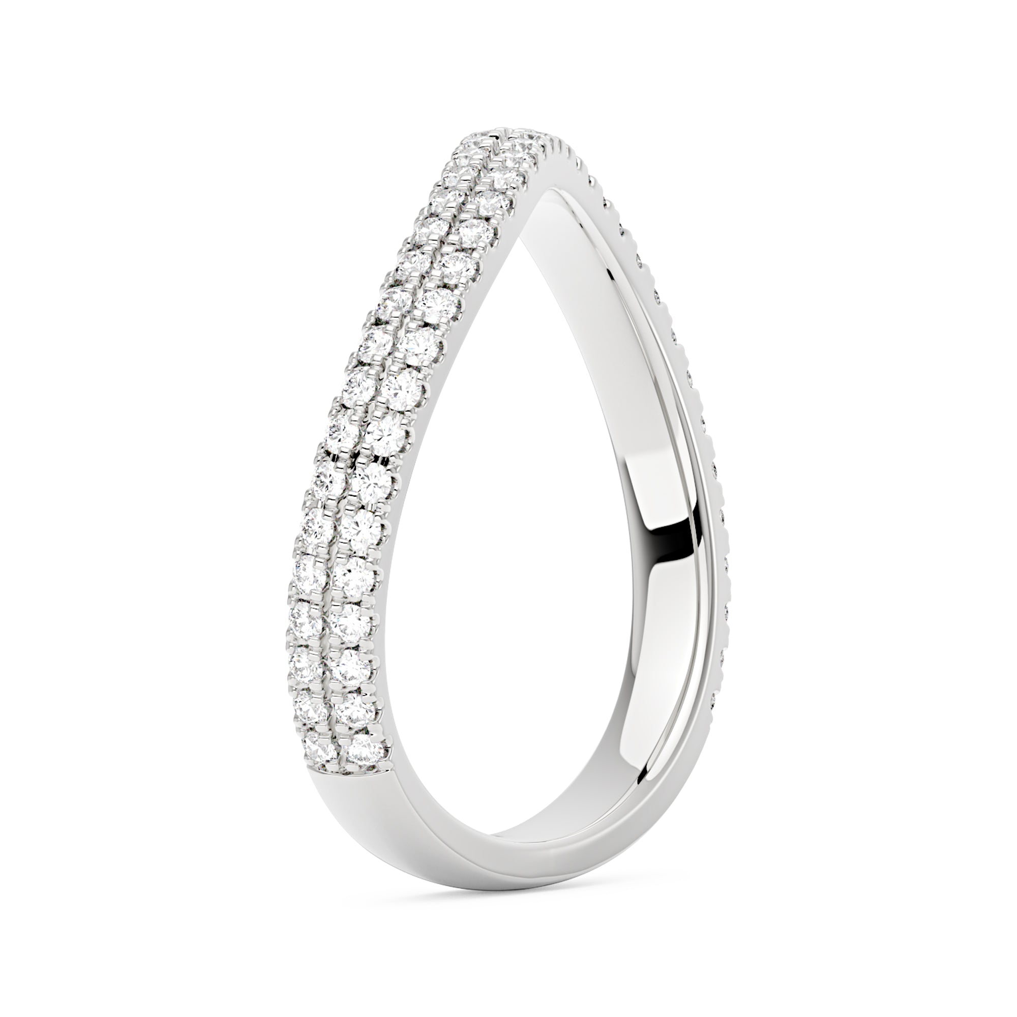 Nature Inspired Moissanite Wave Pavé Half Eternity Band