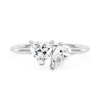 Bague Toi et Moi Moissanite Coeur Poire