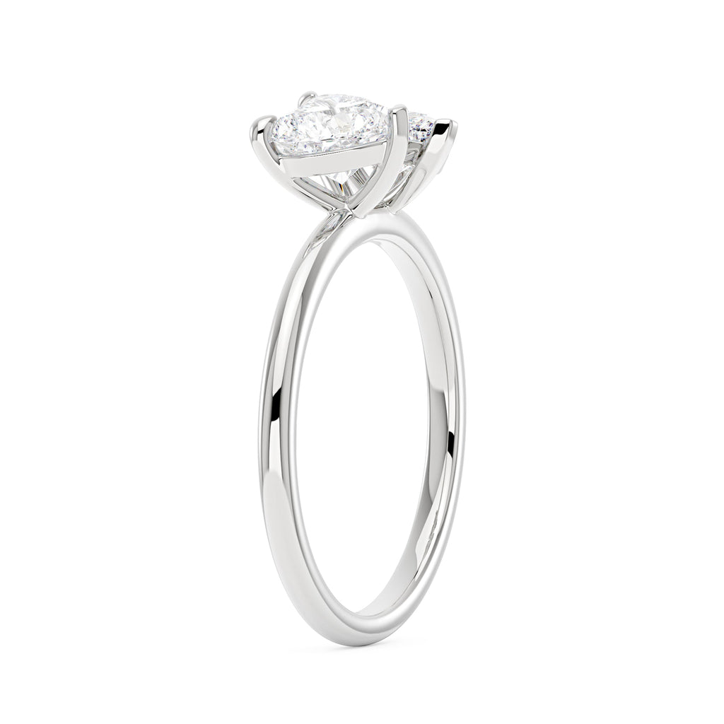 Bague Toi et Moi Moissanite Coeur Poire