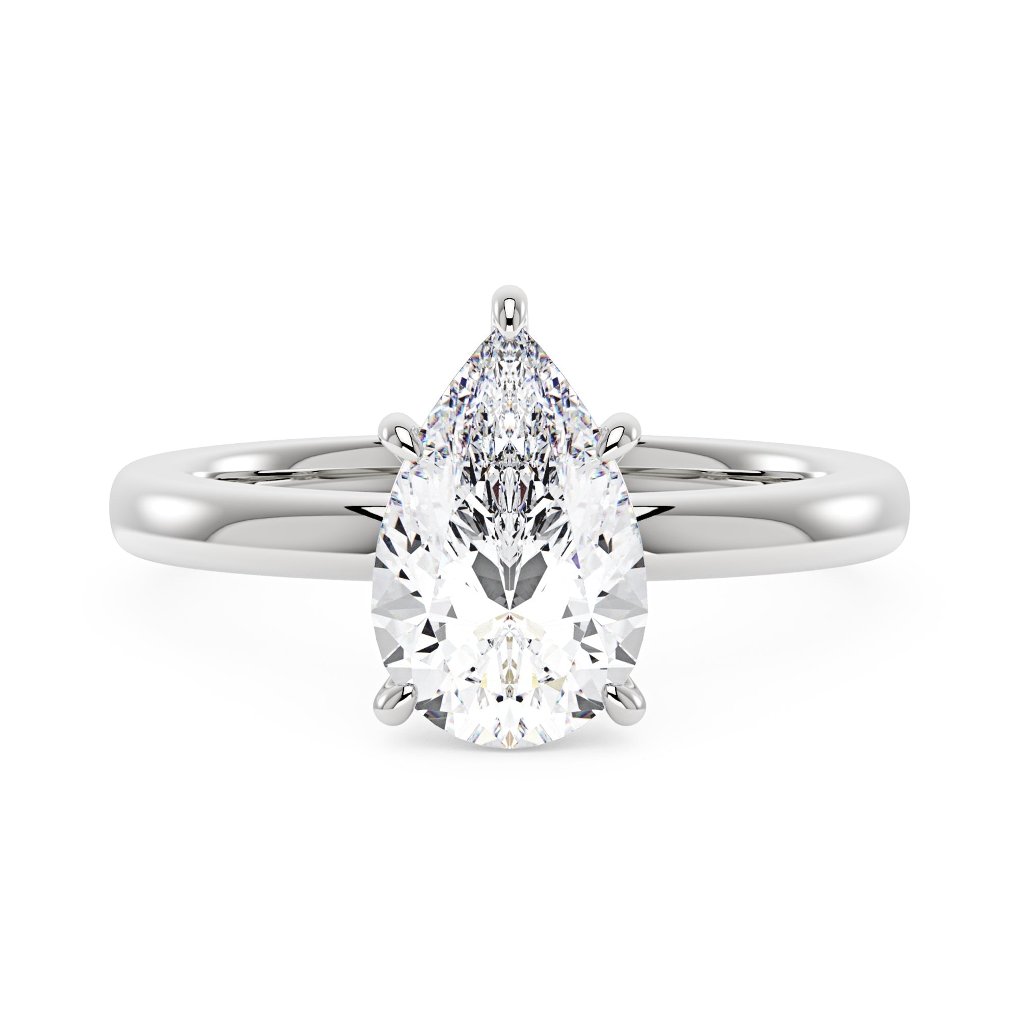 Bague de fiançailles solitaire en moissanite en forme de poire