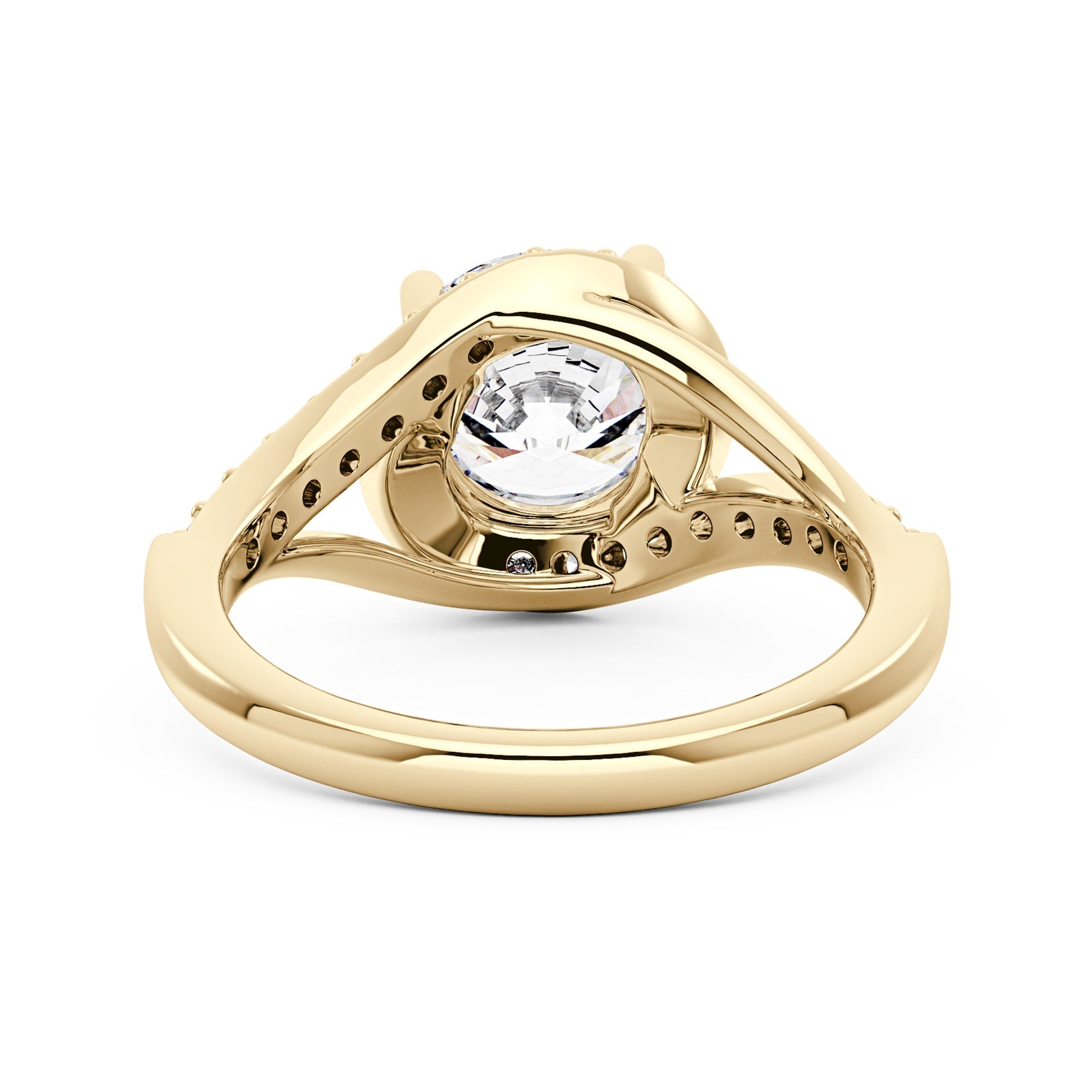 Bague en moissanite Starlight Halo avec anneau pavé torsadé