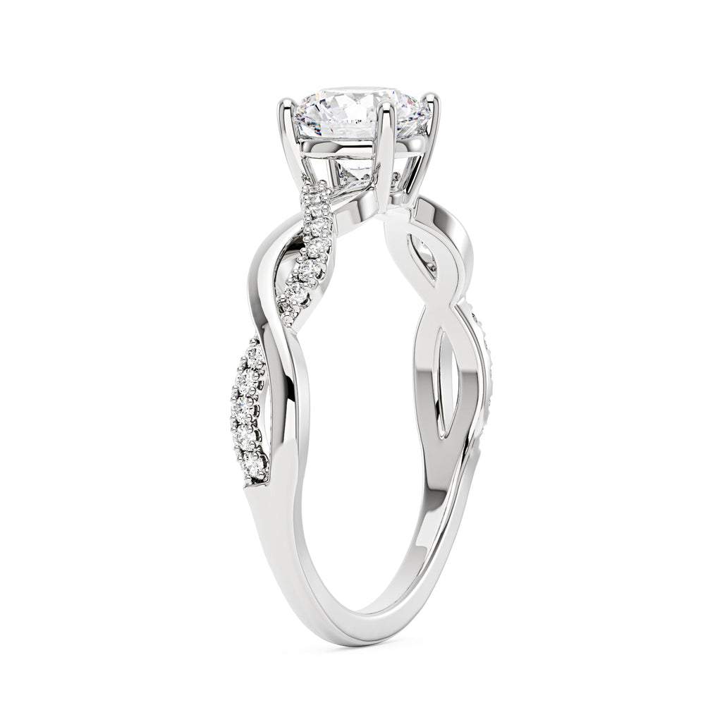 Bague solitaire ronde en moissanite entrelacée