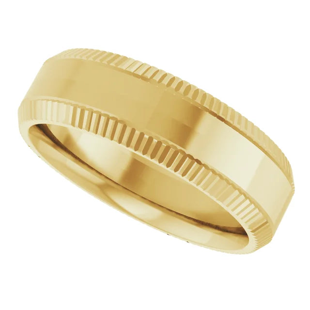 Sleek Edge Beveled Wedding Band